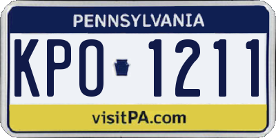 PA license plate KPO1211