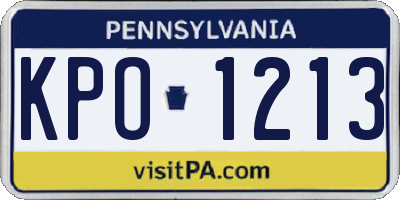 PA license plate KPO1213