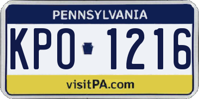 PA license plate KPO1216