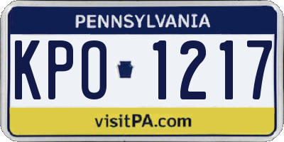 PA license plate KPO1217
