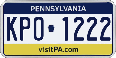 PA license plate KPO1222