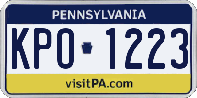 PA license plate KPO1223