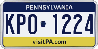 PA license plate KPO1224