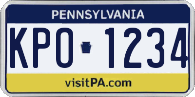 PA license plate KPO1234