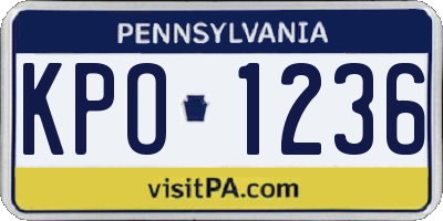 PA license plate KPO1236