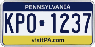 PA license plate KPO1237