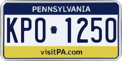 PA license plate KPO1250