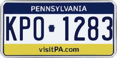 PA license plate KPO1283