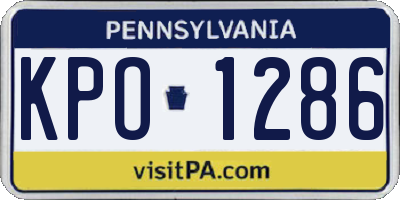 PA license plate KPO1286