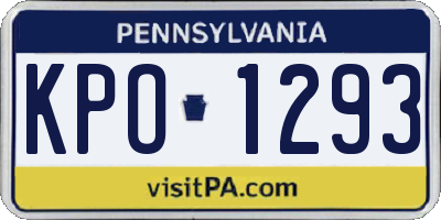 PA license plate KPO1293