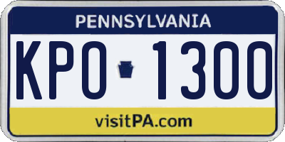 PA license plate KPO1300