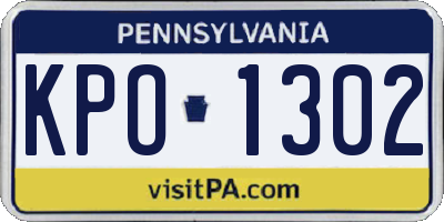 PA license plate KPO1302
