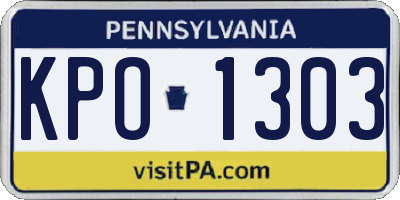 PA license plate KPO1303