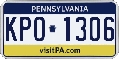 PA license plate KPO1306