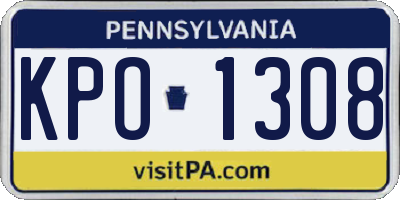 PA license plate KPO1308