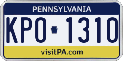 PA license plate KPO1310