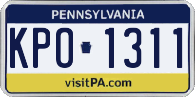 PA license plate KPO1311