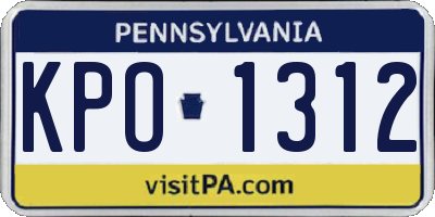 PA license plate KPO1312
