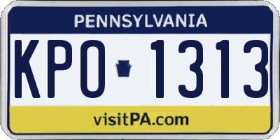 PA license plate KPO1313