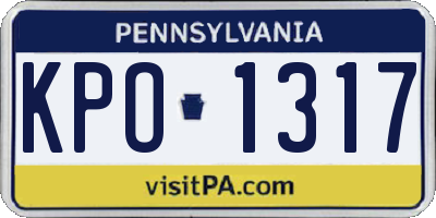PA license plate KPO1317