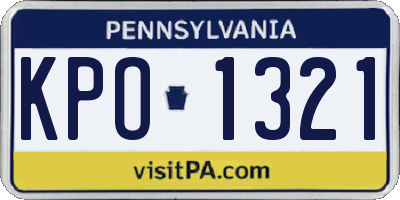 PA license plate KPO1321