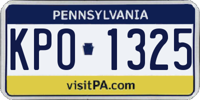 PA license plate KPO1325
