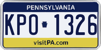PA license plate KPO1326