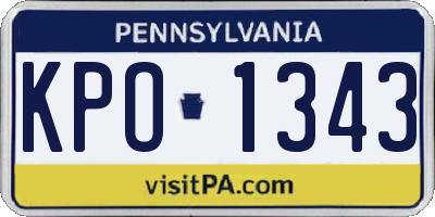 PA license plate KPO1343