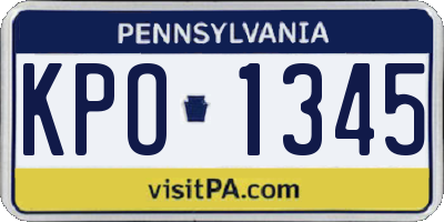 PA license plate KPO1345