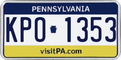 PA license plate KPO1353
