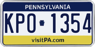 PA license plate KPO1354