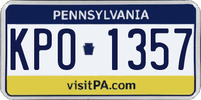 PA license plate KPO1357