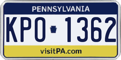 PA license plate KPO1362