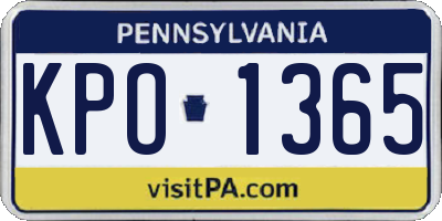 PA license plate KPO1365