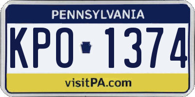 PA license plate KPO1374