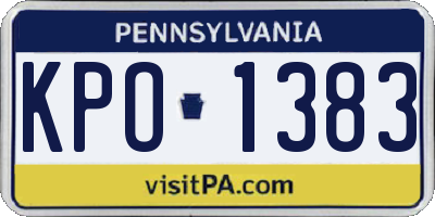 PA license plate KPO1383