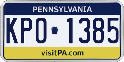PA license plate KPO1385