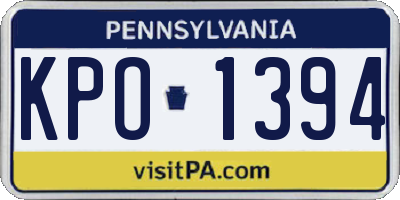PA license plate KPO1394