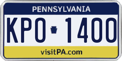 PA license plate KPO1400