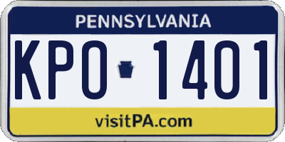 PA license plate KPO1401
