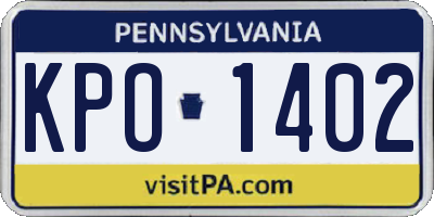PA license plate KPO1402