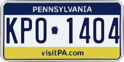 PA license plate KPO1404