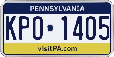 PA license plate KPO1405