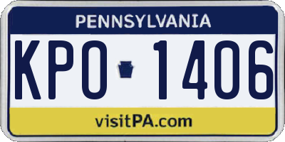 PA license plate KPO1406
