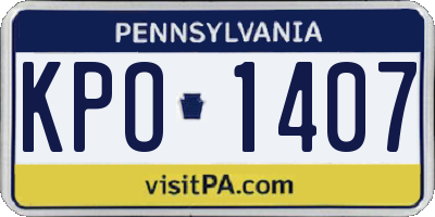 PA license plate KPO1407