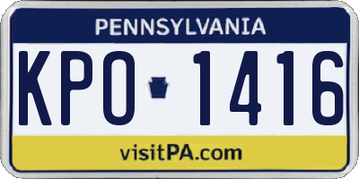 PA license plate KPO1416