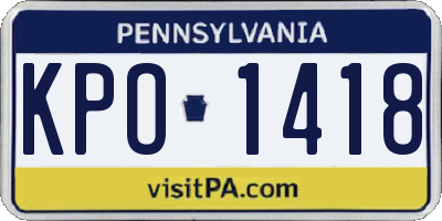 PA license plate KPO1418