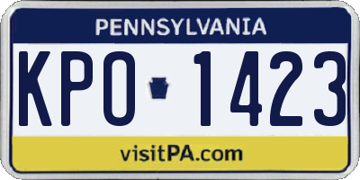 PA license plate KPO1423