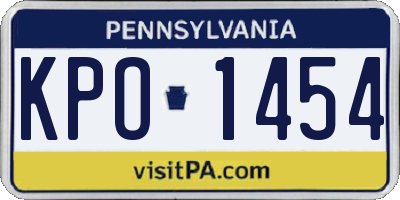 PA license plate KPO1454
