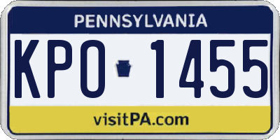PA license plate KPO1455